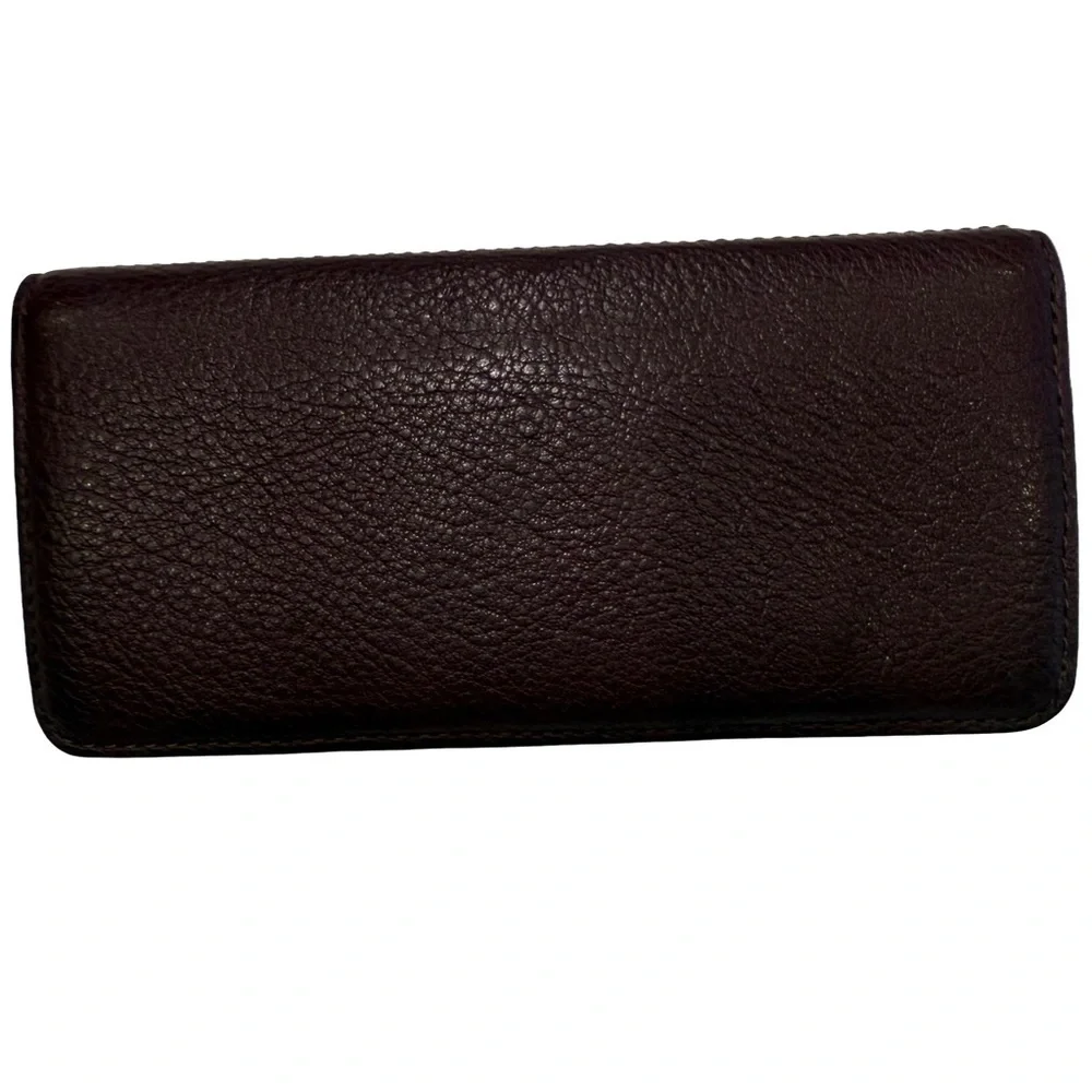 Marc Jacobs New York Bi-Fold Wallet Pebbled Leather Burgundy EUC